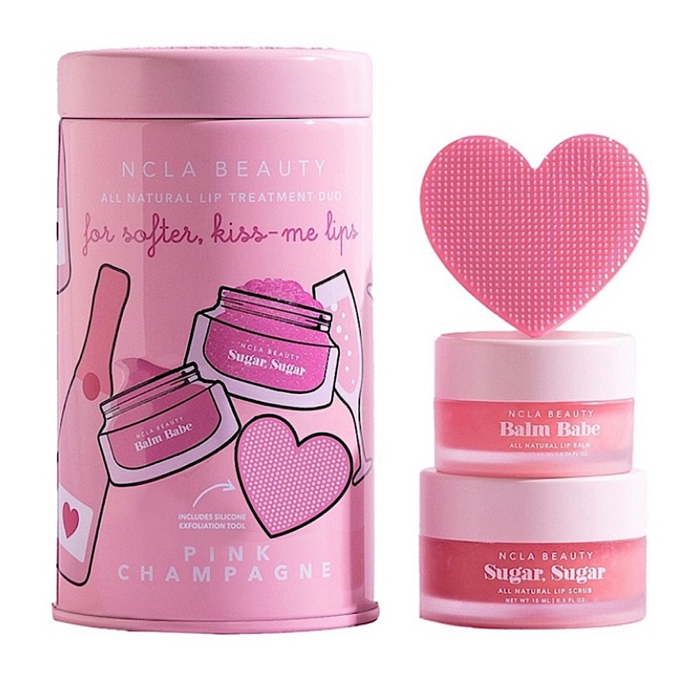 NCLA Beauty Pink Champagne 3-Piece Lip Care Set: Lip Care Duo + Lip Scrubber